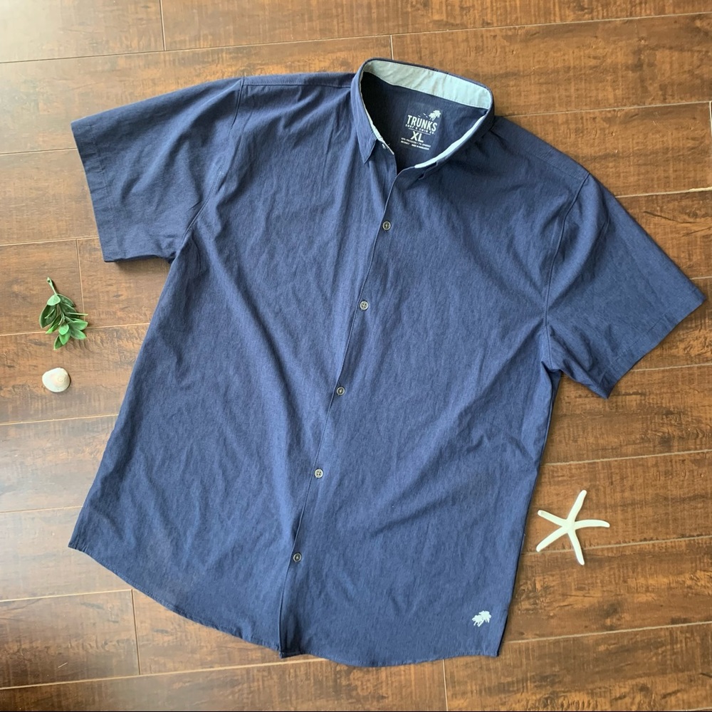 Trunks Mens Button Down Navy Shirt XL